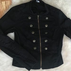 H&M black military style zip up jacket size small